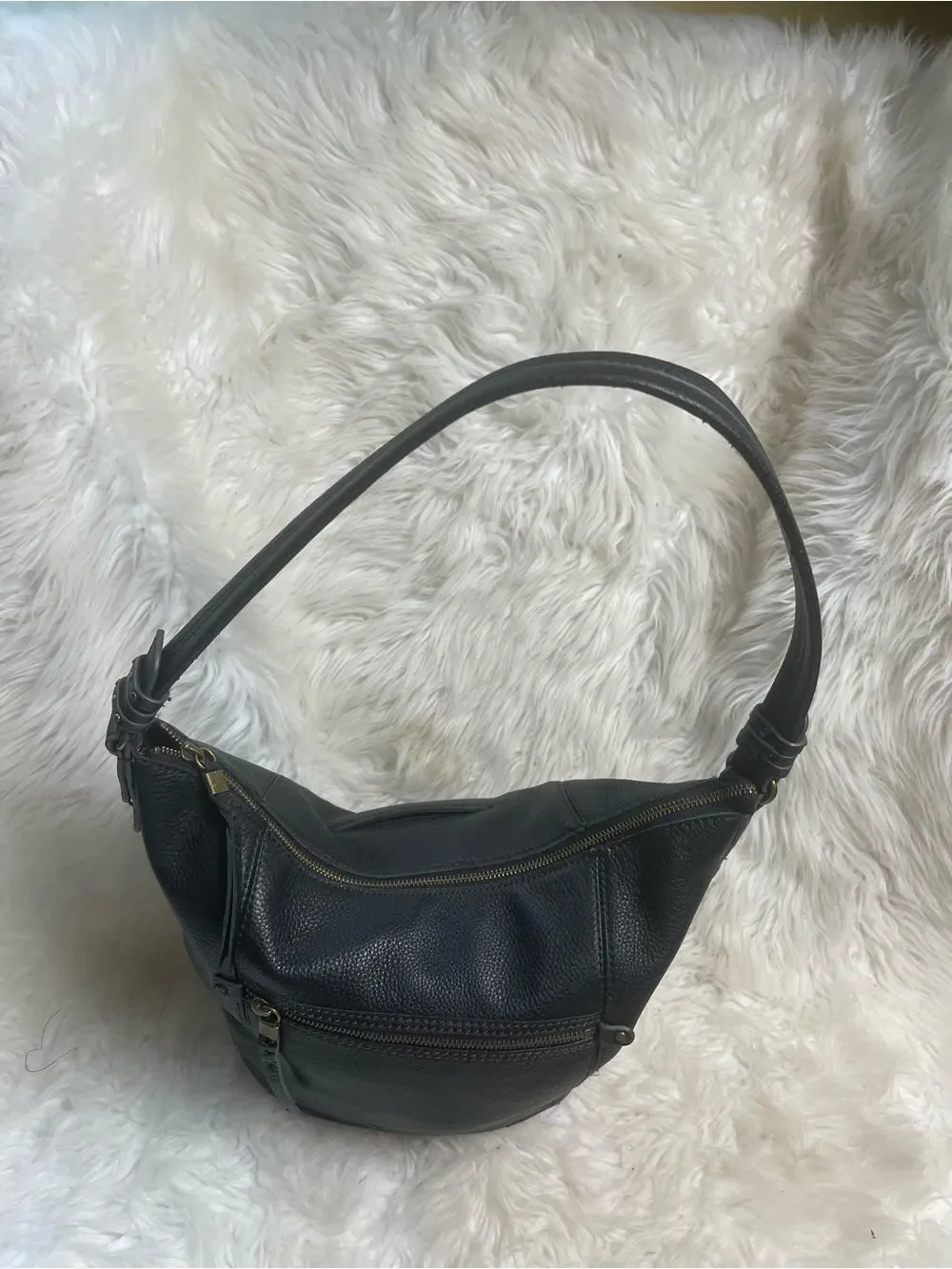 The Sack leather Black  Hobo Bucket style Shoulder Bag.